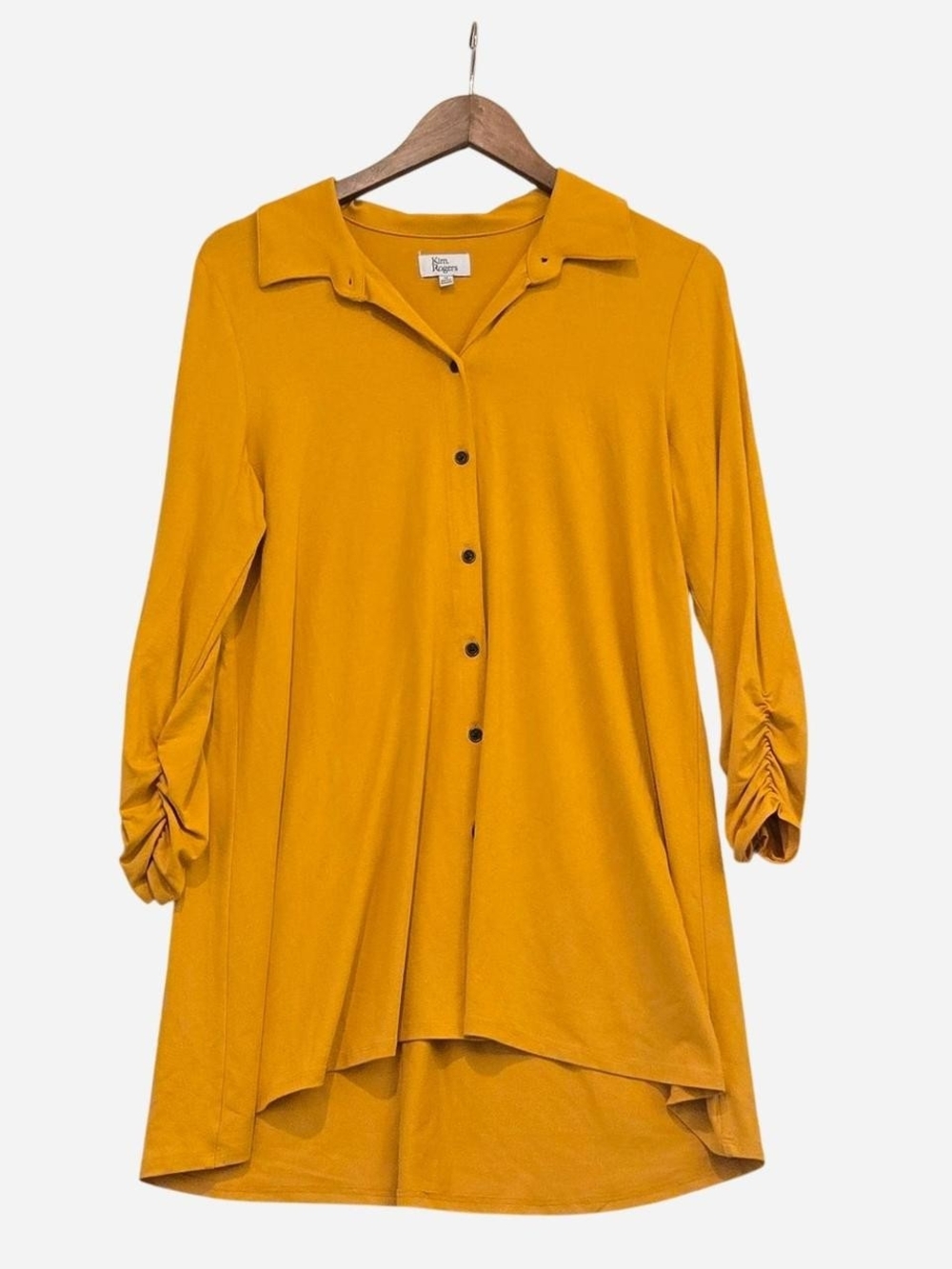 Kim Rogers Mustard Button-Front Tunic Shirt